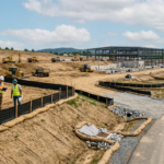 Construction site with erosion controls under an EPA SWPPP and the federal Construction General Permit.